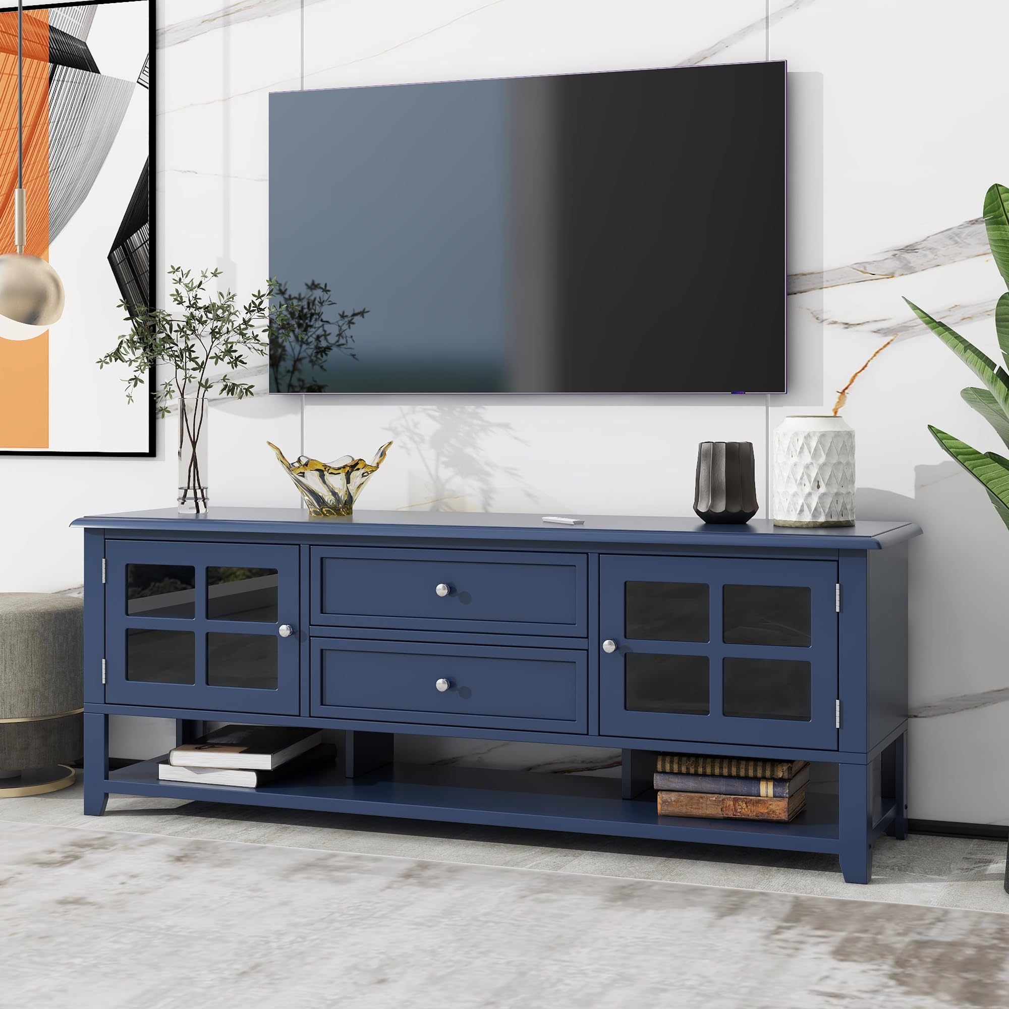 Amazon.com: Merax Farmhouse TV Stand, Media Entertainment Center